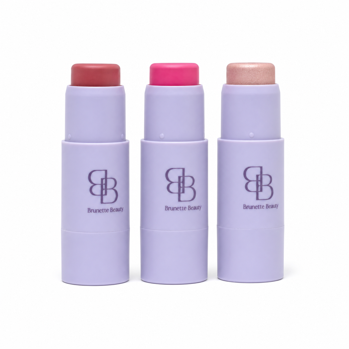 Brunette Beauty blush sticks on pure white background
