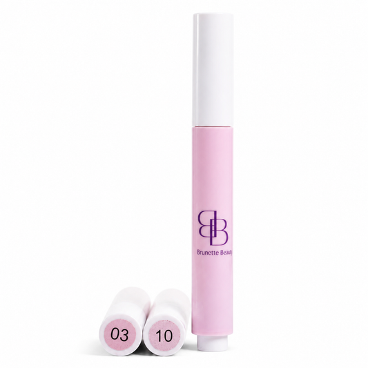 Brunette Beauty lip balm two shades on pure white background